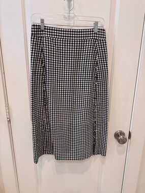 Madewell Black and White Gingham Midi Skirt